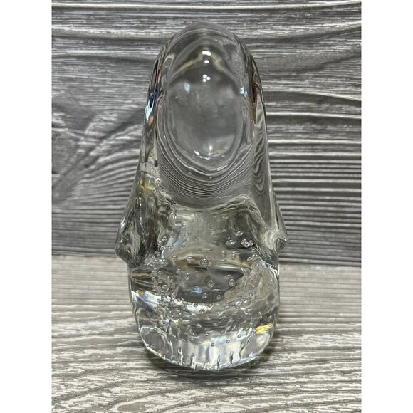 Vintage Droopy Ear Dog Figurine Clear Crystal Glass Paperweight 4.5” Bubbles - Picture 2 of 8